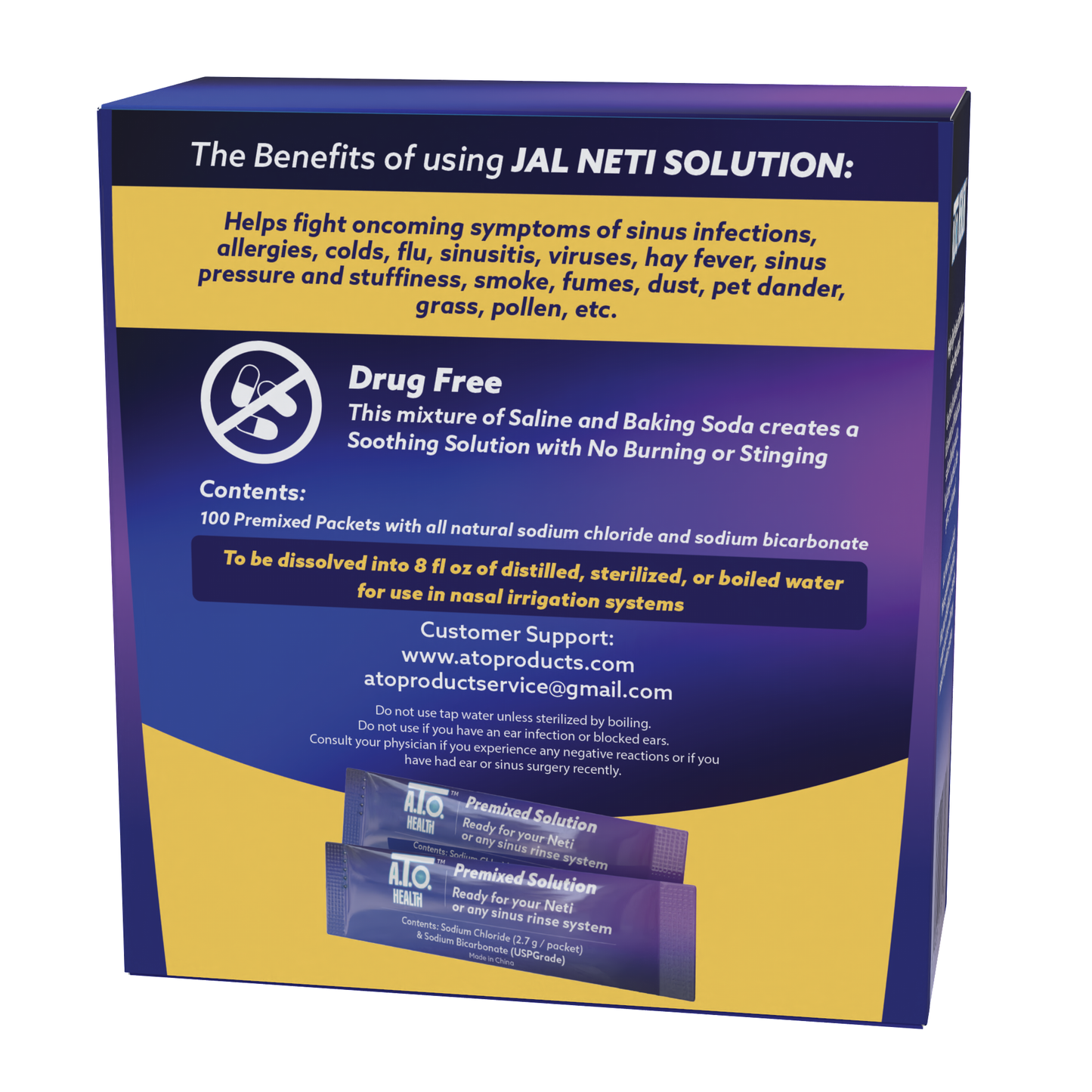 100 Premium Sinus Rinse Packets - Enhanced with Baking Soda for Superior Relief